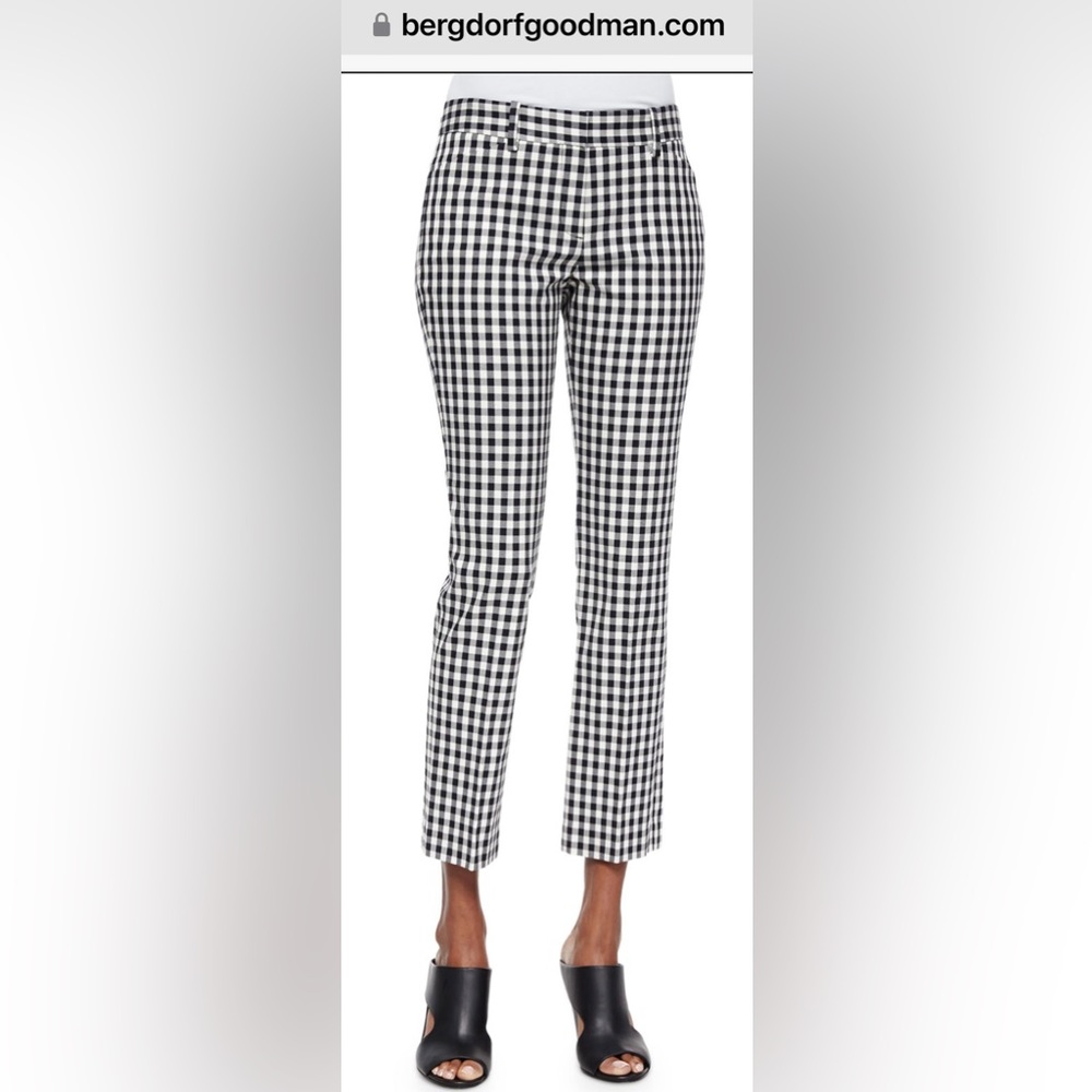 Theory Izelle S. Barnet Check Cropped Pants in Black and White size 2